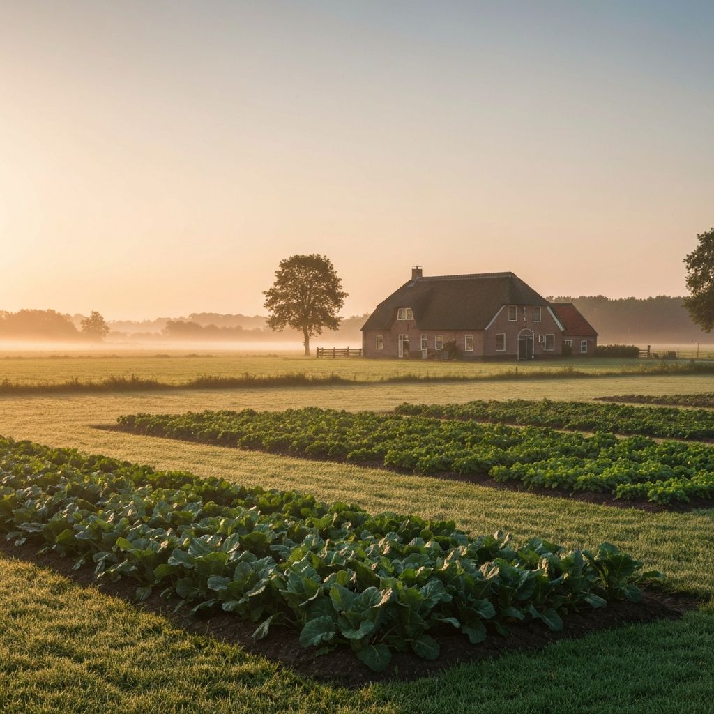 De Zonnehoeve boerderij bij zonsopgang